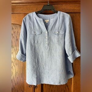 Talbots Blue Linen Top